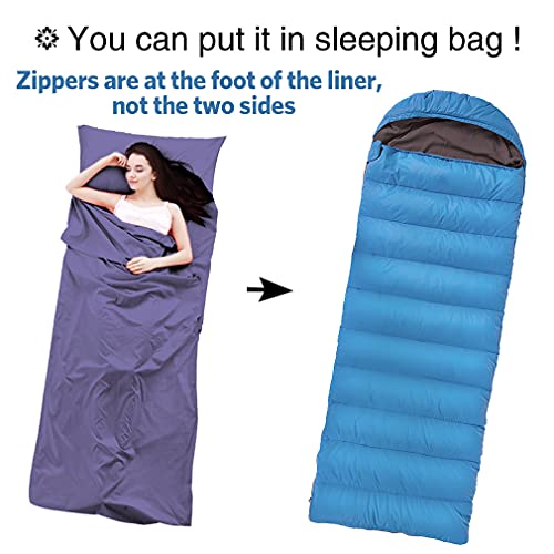 Juisee Sleeping Bag Liner Lightweight Portable Sleeping Sheet Dirt-Proof Compact Travel Camping Sheet For Outdoor Travel Hiking Hotels Picnics (Purple, 83X71'') #TOP5