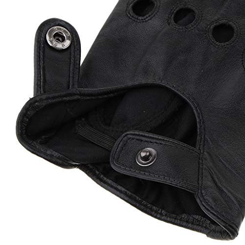 Colcolo Luvas de Direção Retro Preto Couro Real Inverno Luvas de Direção com Tela - L