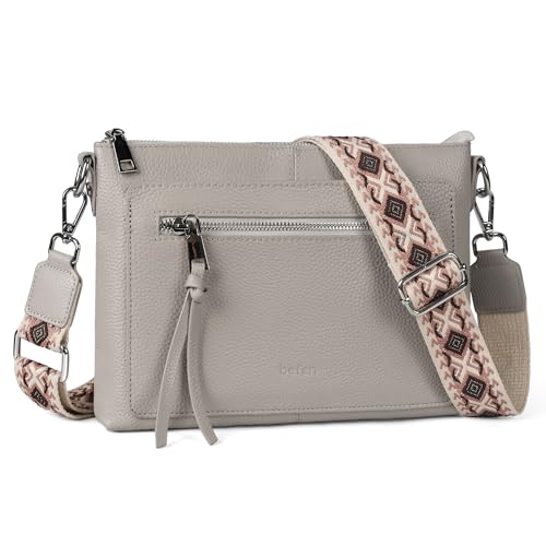 Sac à bandoulière en cuir véritable befen multi-poches pour femme chic