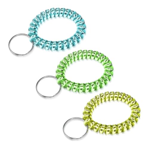 Image of Spiral Coil Keychain, Anti-lost Key Chain Holder Lanyard Cord for Sauna Outdoor Sports and Gym Pool