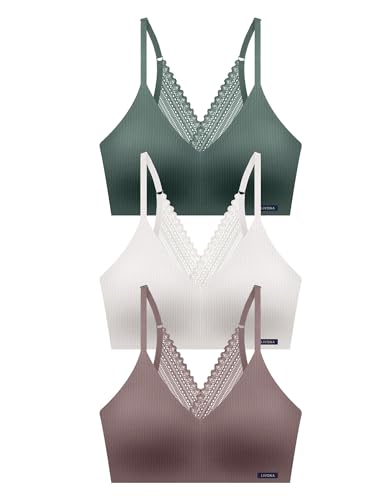 Image of Livona Lace Bralette for Women - Comfort Sports Bra Wireless Padded Bralette with Support Workout Tops Cami Crop S-XXL