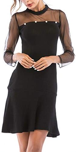 Oyza9pe Women's Sheer Mesh Bodycon Stretch Cocktail Party Dress Black M