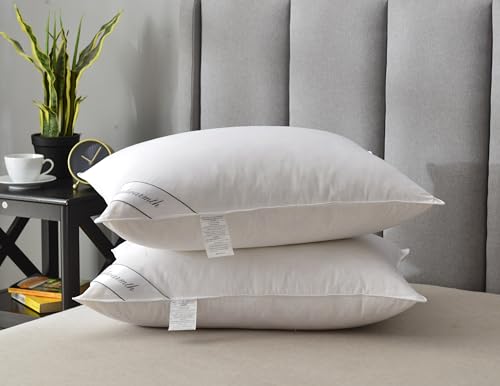 Eastwarmth Goose Down Feather Hotel Collection Bed Pillow For Sleeping,100% Cotton Cover,Medium Firm,Soft Support Standard Size(20X26In) 1 Pack thumb #1