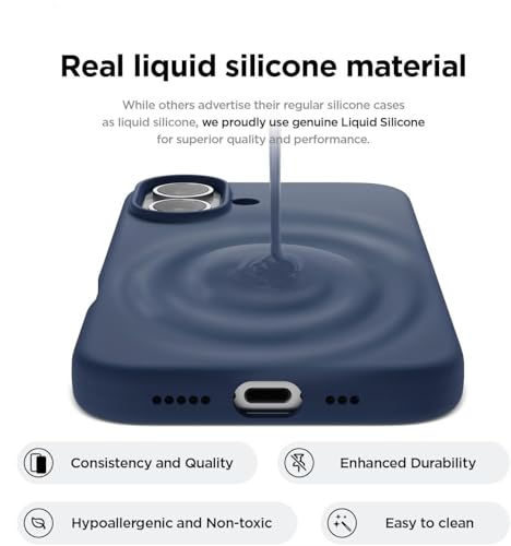 Image of SBMS Liquid Silicone Case for Apple iPhone 16 6.1-Inch, Silky-Soft Touch Full-Body Protective Phone Case, Shockproof Back Cover Case Pouch for iPhone 16 (Navy Blue)