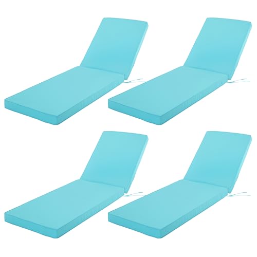 Comcaver Chaise Lounge Cushions Outdoor Set of 4, 80x26x3 Inch, Light Blue