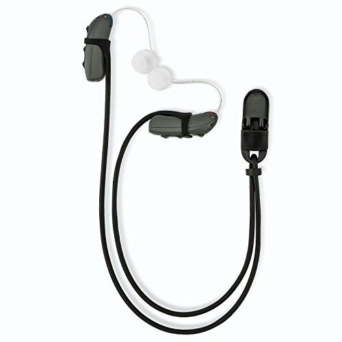 Vivtone Hearing Aids Anti-Lost Lanyard, BTE Hearing Aids Protector with Clip for Seniors and Kids, Essential to Prevent Losing You Hearing Device, 2 Lanyard for Both Devices, Black