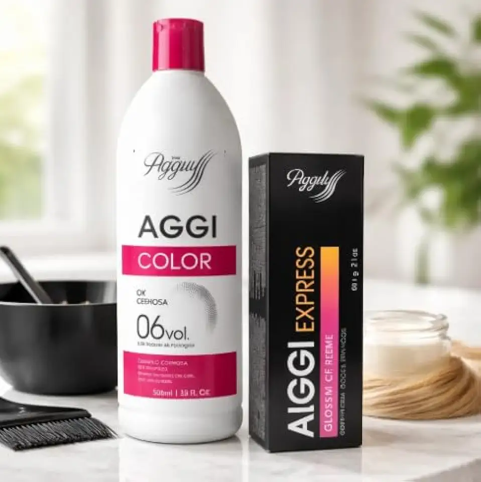 Aggi Express Kit Coloração para Cabelos Brancos com OX 6 Vol (1,9%), Gloss em Creme