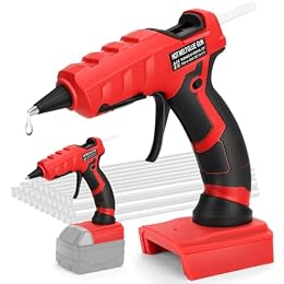 LIVOWALNY Cordless Hot Glue Gun Compatible with Milwaukee 18V Battery (Tool Only) Hot Glue Gun And 30 Sticks Set in Crafting, Wood, PVC, Glass with 30 Pcs 0.27 * 5.9 inch Hot Glue Sticks