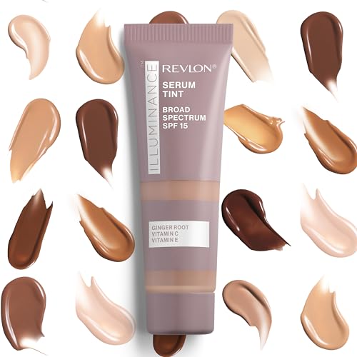 Image of Revlon Illuminance Tinted Serum, Triple Hyaluronic Acid, Evens Out Skin Tone Over Time and Hydrates All Day, SPF 15, 601 Soft Nutmeg, 0.94 fl oz.