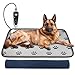 GOLOPET Large Dog Heating Pad 34x21in,Suitable for German Shepherds, Golden Retrievers, Waterproof +Smart Thermostat Switch+Chew Resistant Steel Cord,Heated Dog Bed,Complimentary a Fleece Fabric Cover