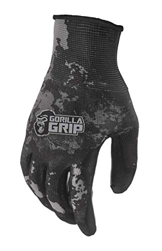 Gorilla Grip Work Gloves, Medium, 1 Pair, Veil Tac Black