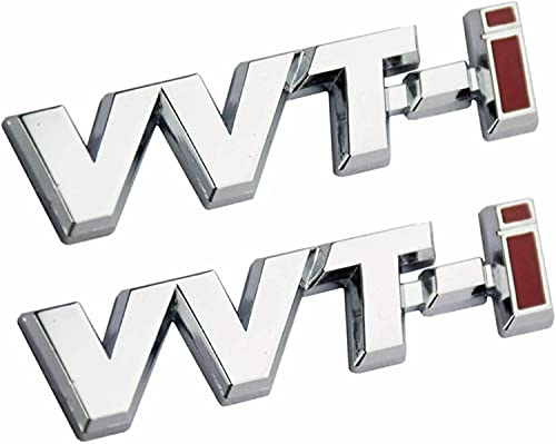 3D VVT-I Auto Car Side Fender Rear Trunk Emblem Sticker Badge Decals Fit for Universal Cars (Red Chrome)