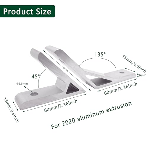 8sets 2020 Aluminum Extrusion Hardware Accessories with M5 T Nuts Screws&Wrench for 45 Degree 135 Degree Angle V T Slot Rail 2020 Aluminum Extrusion Profile by JCSPBYL - Image 2