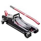 油圧式ガレージジャッキ 2.25t 低床フロアジャッキ 最低位80mm 最高位330mm ローダウン車対応 ポンプ式 スチール製 360度回転 タイヤ交換 自動車整備 耐久性 安全ゴムパッド付 ブラック [並行輸入品]