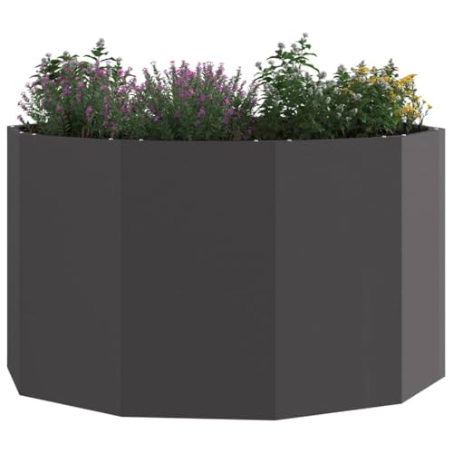 vidaXL Planter Black 90 x 90 x 50 cm Steel, Outdoor Garden and Terrace, Stylish Steel Planters, Tough Pots for Your Patio Plant Displays