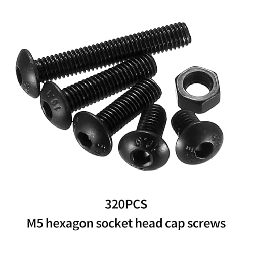 Alloy Steel 320 Pcs M5 Bolts Set - Hex Socket Button Head Cap Screws, Nuts Set - Pan Head Furniture Bike Bolts Set - Image 4