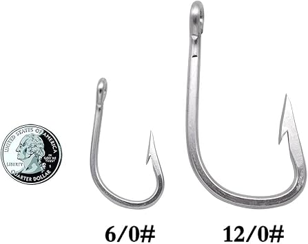 Giant Shark, Tuna & Alligator Hooks Big Game Stainless Steel Tuna Fish Hooks for Saltwater-Size 6/0-12/0