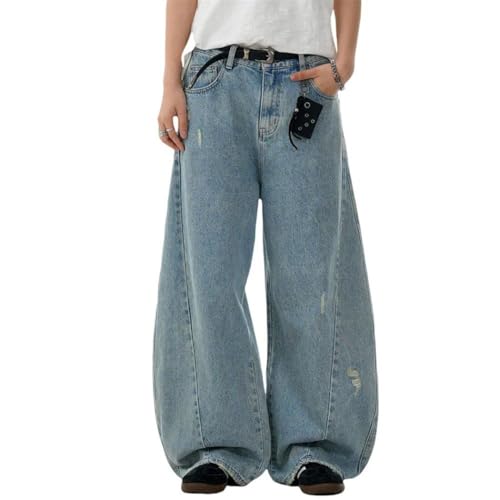 Men’s Ripped Denim Scimitar Pants, Streetwear, Hip Hop, Wide Leg, Distressed Jeans2