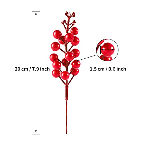 Crafare 30 Pack Artificial Red Berry Stems, Burgundy Red Berry Picks Holly Berries Branches For Christmas Tree Decorations Crafts Wedding Holiday Season Winter Décor Home Decor #TOP1