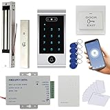 MENGQI-CONTROL WiFi Remote Add Delete User Biometric Face Recognition Card Password Metal Waterproof Keypad Controller 600lbs Magnetic Lock Push Exit Button Smart Phone App Remote ADD/Delete User