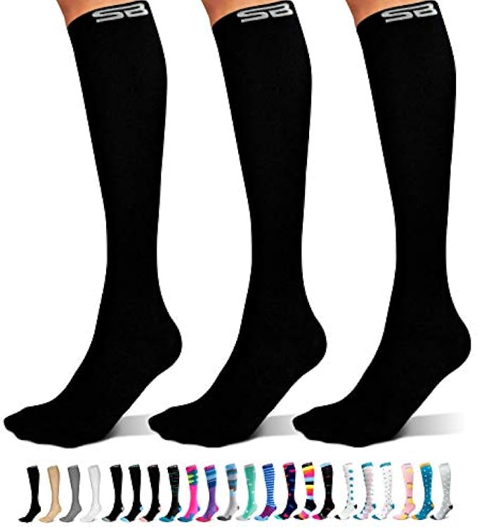 SB SOX 3-Pair Compression Socks (15-20mmHg) for Men & Women – Best Socks for All Day Wear!