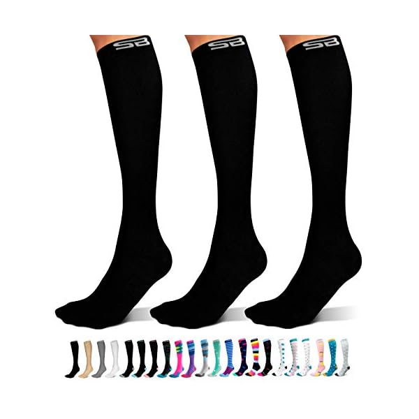 SB SOX 3-Pair Compression Socks (15-20mmHg) for Men & Women – Best Socks for All Day Wear!