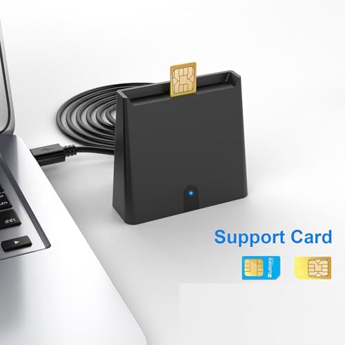 Sbshiouu Lecteur de Cartes Intelligent USB pour Plusieurs Types de Cartes, y Compris Les Cartes bancaires avec de données crypté Stable – vue 2