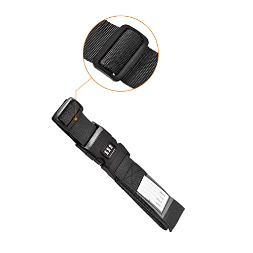 Image of M METERXITY 1 Pack Luggage Strap Suitcase Belt- Travel Combination Lock Adjustable PP Baggage Accessory with Buckle, Apply to Suitcase (79x2 Inch, Black)