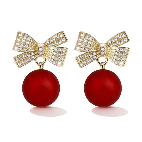 Christmas Bow Earrings for Women Stocking Stuffers Bow Tree Snowflake Santa Claus Jingle Bell Drop Dangle Earrings Christmas Jewelry Gifts Outfits Accessories