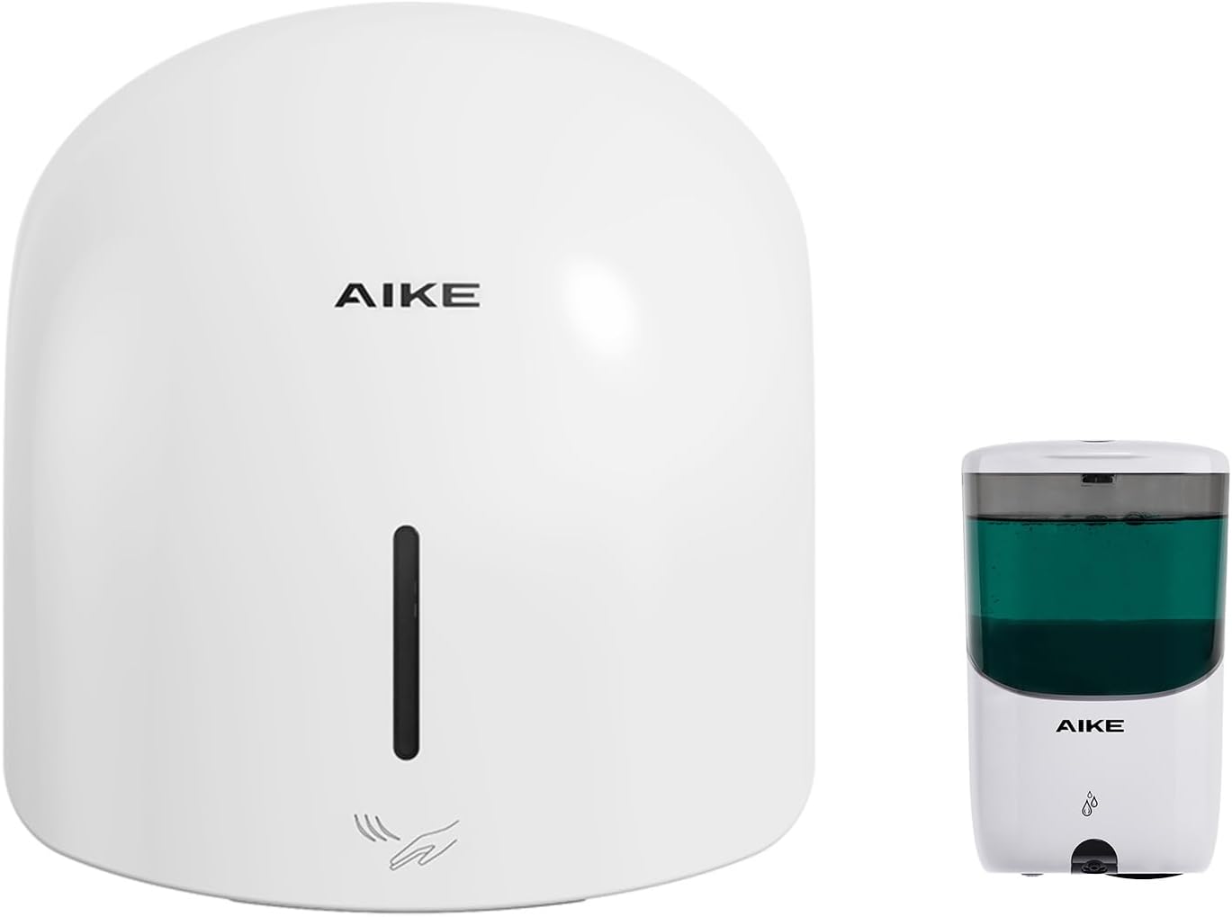 AIKE GentleAir Warm Hand Dryer& Automatic Soap Dispenser, Model AK2637 & AK1216 White