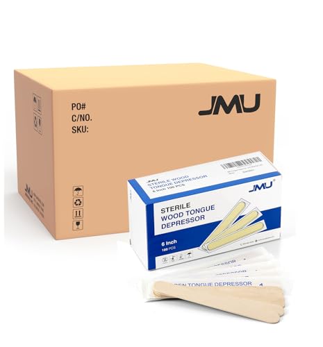 JMU Tongue Depressor Sterile 5000Pcs, 6" Tongue Depressor Wood