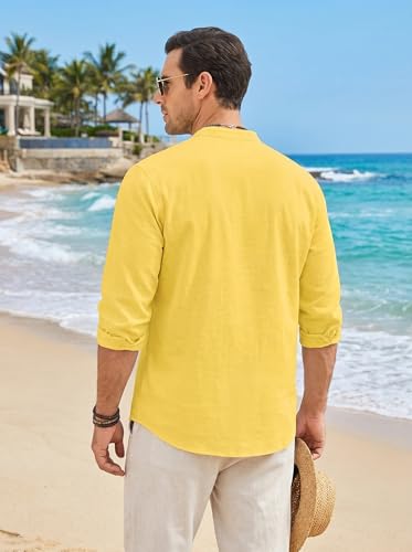 Image of ROYALSCOUT Men's Short Kurta | Solid Mandarin Collar Full Sleeve Pullover Style Kurta | Regular Fit Casual Ethnic Wear for Men