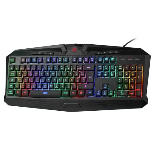 Redragon K503 AZERTY Clavier de Jeu Filiaire, Rétroéclairage LED RGB, Touches Multimédia, Clavier à Membrane Silencieux avec Repose-Poignet pour PC Windows (Noir)