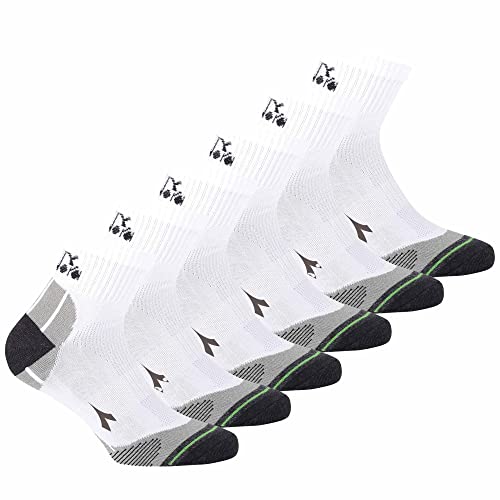 Diadora Lot de 6 paires de chaussettes de sport unisexes avec logo, Blanc., 39-42