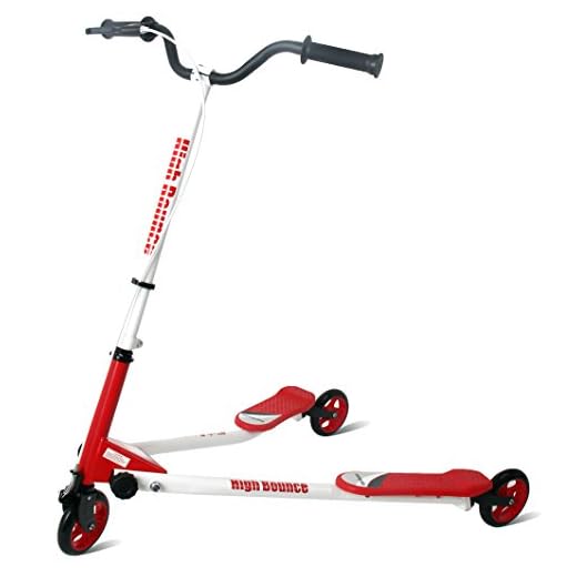 High Bounce Y Slicker 3 Wheel Wiggle Drift Scooter - Great Outdoor Scooters for Kids and Adults, Foldable (Red, 39 Inches)