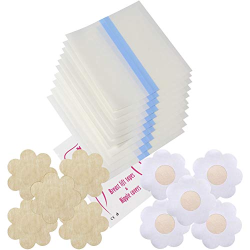 MIILYE Breast Lift Tape+Nipple Covers Concealer Invisible Bobtape Lifting Pasties Petal Stickers Adhesive Tape Bra for Cup A B C D DD