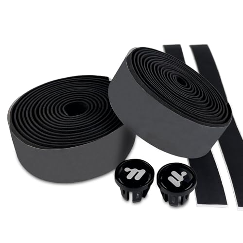 LUMITERRA Fahrrad Lenkerband, 200cm Schwarz Eva Lenkerbänder, Rutschfest und Stoßdämpfend Lenkerband,Weich, Elastisch und Robust Extra Griffig, für MTB Rennrad und Urban Cycling Inkl