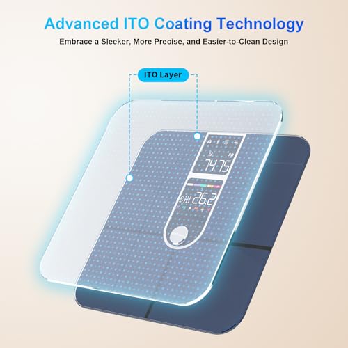 Healthkeep - Báscula de mano con 2 pantallas VA y tecnología de recubrimiento ITO, 16 datos corporales con frecuencia cardíaca APP para Andriod e iOS 180kg/400lb, color plateado - Imagen 6