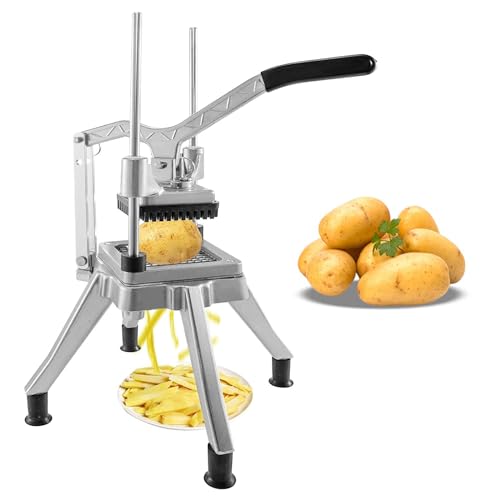 Elektrischer Gemüseschneider, kommerzieller Pommes-Frites-Schneider, verbesserter kommerzieller Gemüse- und Obstzerkleinerer, mit 1/2″, 1/4″, 3/8″ Klingen, Pommes-Frites-Schneider und Zwiebe