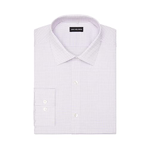 Van Heusen Men's Dress Shirt Slim Fit Ultra Wrinkle Free Flex Collar Stretch, Lilac, 17"-17.5" Neck 34"-35" Sleeve
