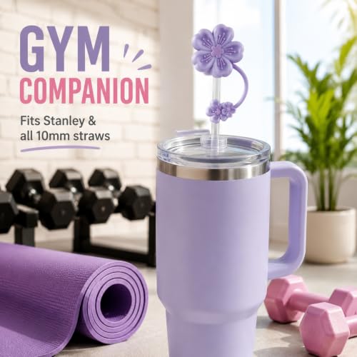 Image of BTYHAOS Straw Covers, Dust Proof Straw Toppers Fit Stanley 30 40oz Tumbler | Reusable Food-Grade Silicone Straw Covers Cap for Most 10mm Straw