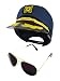 Yacht Skipper Boat Captain Hat Sailor Ship Cap Navy Blue Gold Aviator Sunglasses