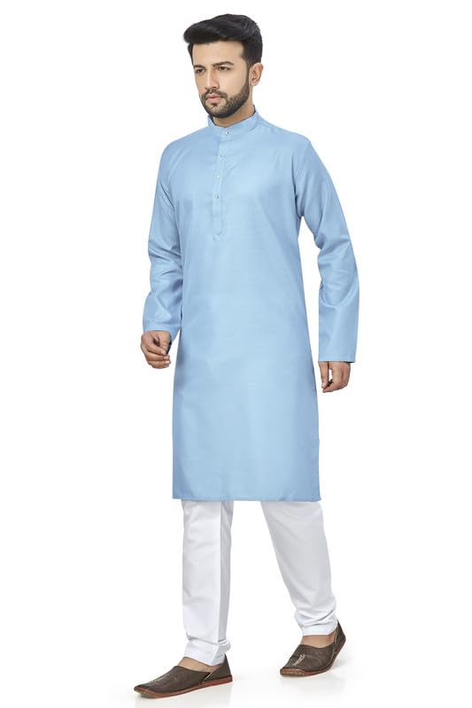 Be Active Men's Solid Blue Kurta Set || Men Kurta Pajama || Men Kurta Pajama Set || Kurta Pajama For Men (N-Rfsk0001 30 Set M)