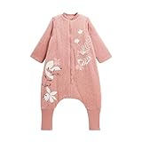75% coton, 25% polyester Petit Béguin - Turbulette d\'hiver en velours avec pieds retroussables et manches amovibles bébé Rosa