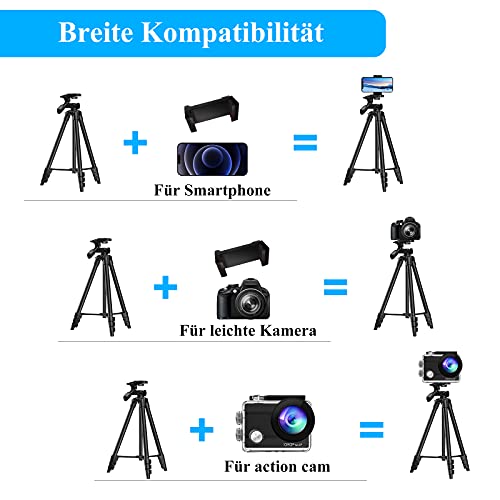 Fatorm Handy Stativ, 53 ” (135cm) Leichtes Kamera Stativ für Smartphone mit Bluetooth-Fernauslöser, Geeignet für… – Bild 4