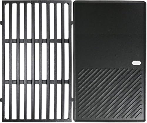 Heimlyn 7637 44,5 cm Gusseisen Grillrost, Gusseisenplatte für Weber Spirit E210/220 S210/220 Gasgrills(mit vorderen Bedienknöpfen), Grillplatte +Grillroste Ersatzteil für Jamie Oliver Home 2