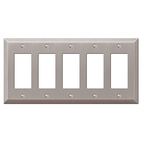 Image of Amerelle Century Quintuple Rocker Steel Wallplate in Brushed Nickel