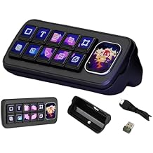 MK10 Multi-Functional AI Voice Control Panel, Onboard 10x0.85inch Mechanical LCD Macro Keys and 2.01inch Secondary Screen, Linux + QMK Dual-System, Support AI Speech recognition & Interaction, Black