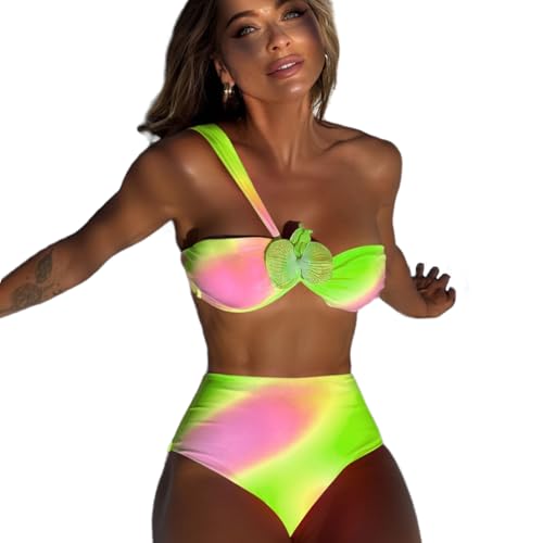 Tankini floral deux pièces taille haute avec imprimé dégradé pour plage