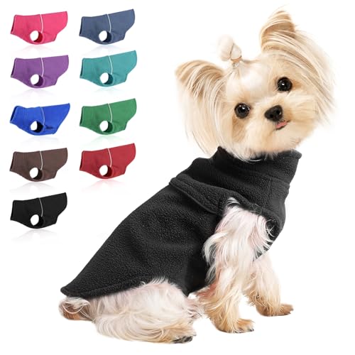 Image of Dog Clothes for Small Dogs Fleece Vest Dog Sweater Boy Girl, Warm Pullover Fleece Doggie Jacket, Winter Pet Ourfit Chihuahua Sweater - Yorkie Clothes (Black, XX-Small)
